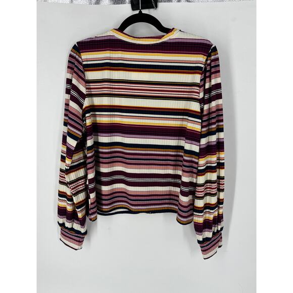 lane bryant gabrielle striped deep plunge button front cardigan - Picture 5 of 5